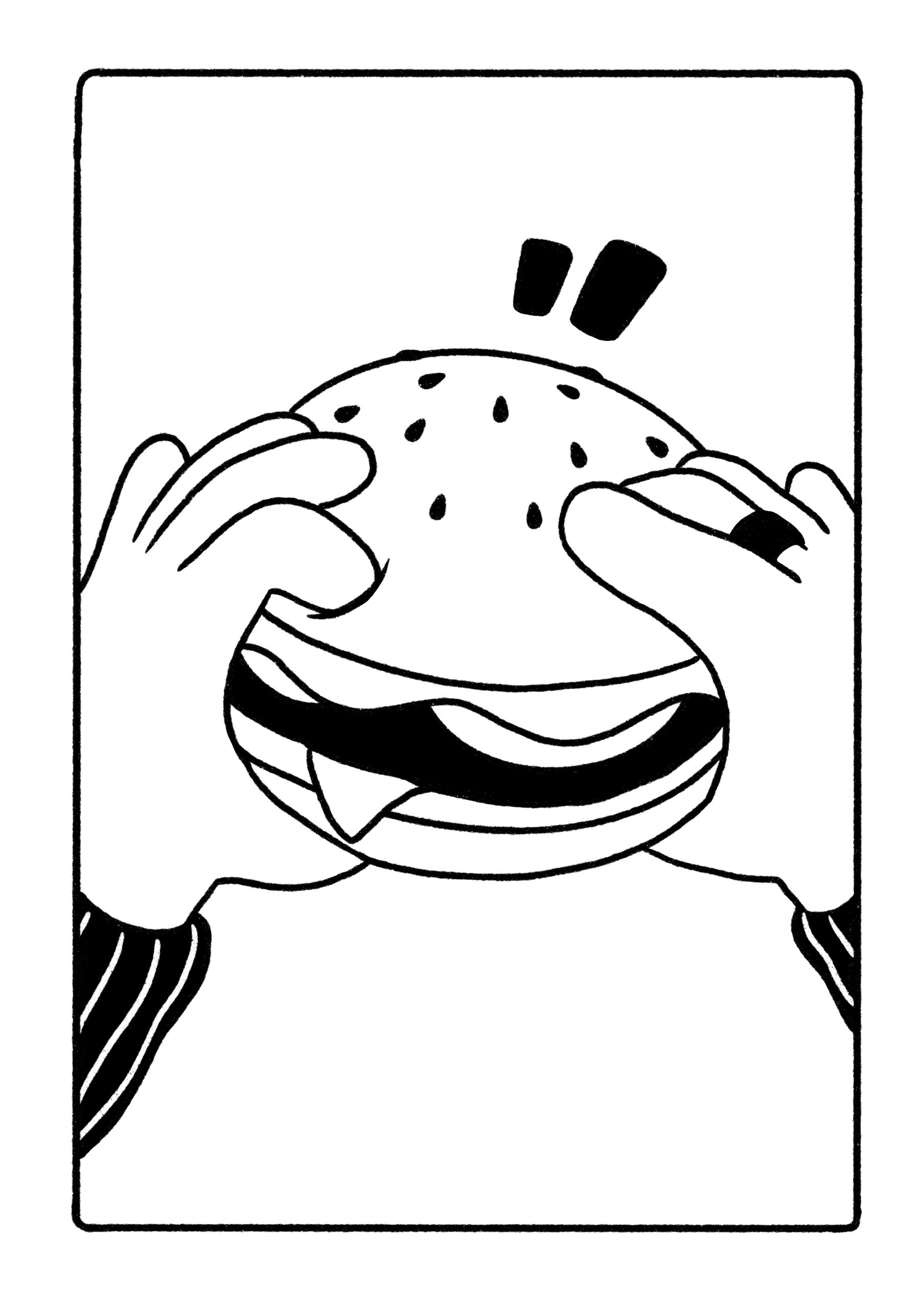 Burger Black and White illustration Maud Remblier